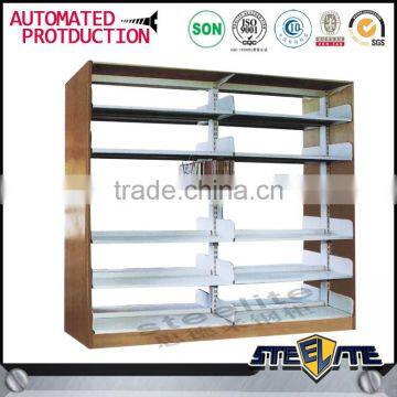 Wholesale Wrought Iron Bookshelves Metal Exhibition Wooden Book Shelf for Sale photo-4