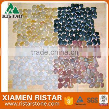 White Polished Natural River Pebble Mosaic