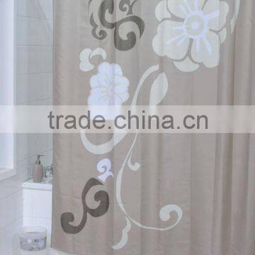 Printed fabric shower curtain and bath accessory