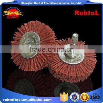 75mm Circular Abrasive Hex Shank Nylon Filament Wheel Shaft Mounted Spindle Deburring Rust Crimped Twist Knot Bowl Non Spark photo-3