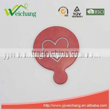 WCTS407 Durable 18/0 powder coating Cappuccino Coffee Art Template coffee stencils Love heart shape coffee stencil, food grade