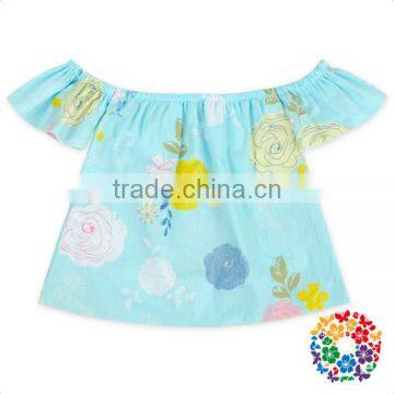 Pink Flowers Baby Girls Top Design Stylish Strapless Cotton Ruffle Tops For Kids photo-5