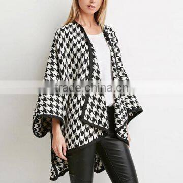 Women's Vintage Casual Oversized Batwing Print Cape Poncho Trench Coat Outwear