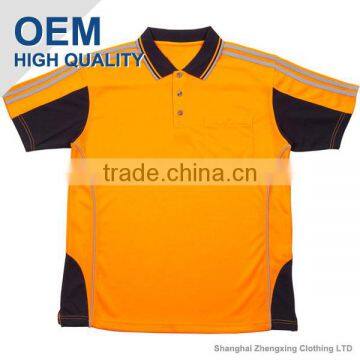 Custom made yellow hi vis polo shirt (short sleeve) china manufacturing with high quality made in china