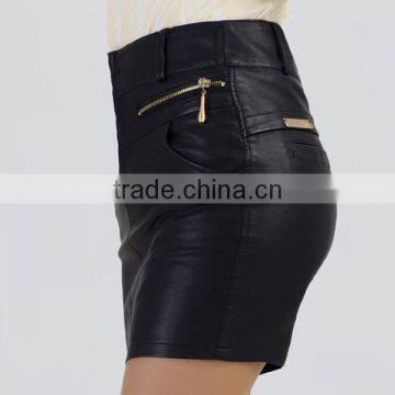Top Fashion Fake Leather Deisgn Sexy Girls Tight Skirts With Back Pockets photo-3
