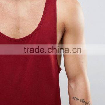 2017 Best Price New Design Summer Custom Red Gym Wear Comfortable Cotton Spandex Fashion Men's Sport Plain Tank Tops photo-3