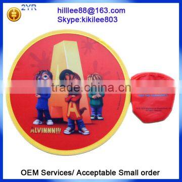 Promotional folding frisbee with pouch foldable nylon frisbee fan,custom frisbee fan