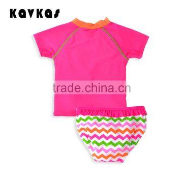 Beautiful Flower Printed Children Swimwear Shoret Sleeve 2pcs/lot Beachwear photo-2