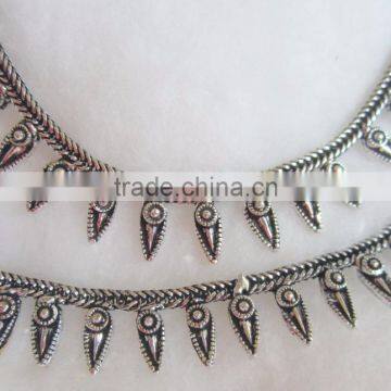 Anklets Oxidized Silver Tone Payal photo-3
