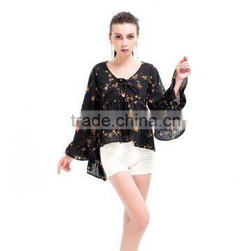 Lotus Leaf Sleeves Design Patterns Back Neck for Fat Ladies Big Sleeve Blouse photo-4