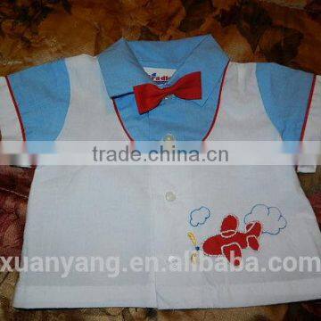 Short Sleeve Three Pieces 100% Cotton High Quality Infant Baby Boy Child Bowtie Gentleman Clothing Summer Wear It Spring Season photo-3