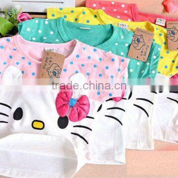 Hot Selling Summer Baby Girl Clothes Set Cartoon Batwing Tees+shorts 2 Pcs Set Chidlren's Suit Hello Kitty Tracksuit photo-4