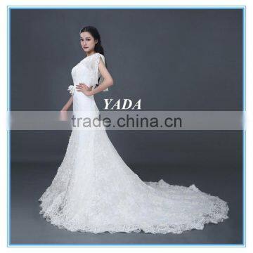 New Arrival One Shoulder Lace Hand Rosa Appliques Beaded Wedding Dresses Mermaid photo-4
