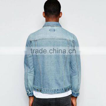Factory Hot Sale Custom Light Blue Denim Jacket in New Model for Men photo-2