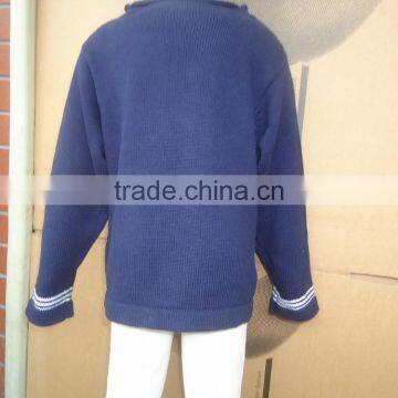 Child Teenager Kids Sailing Boat Pattern Dark Navy Blue Pullover Sweater photo-3