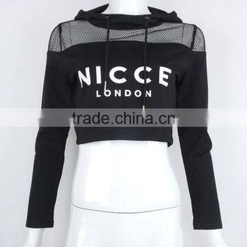 OEM/ODM Wholesale Bulk Pullover Swearshirts With Mesh Crop Hoodies for Women photo-3