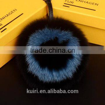 Real Fur Fox Pom Pom Keychains Handmade 15cm Ball Pendant for Bag Charm Pluffy Bag Bug Capital Letter A to Z photo-5