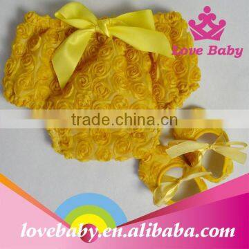 Wholesale rosette ruffle panties baby panties bloomer with shoes sets