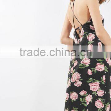Floral Print High Neck Midi Dress With Low Back and Strappy Detail photo-3