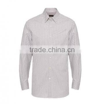 High quality fashion men's cotton geometric jacquard casual long-sleeved shirt