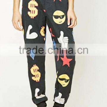 OEM Service Womens Spring Outdoor Elastic Narrow Cuff Canvas Printed Pants Trousers photo-4