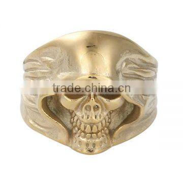 Titanium Steel Unadjustable Rings Gold Plated Skull