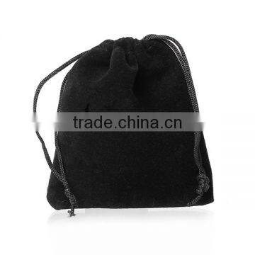 Velvet Jewelry Bags Drawstring Rectangle Black 11.5cm x 10cm