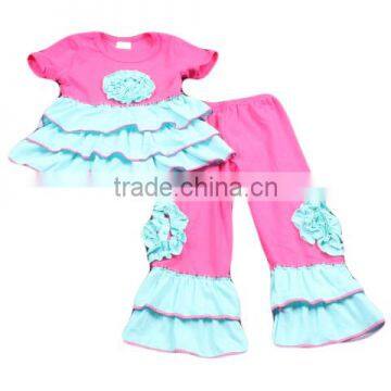 Short sleeve t-shirts match ruffle pants baby outfits for kids newborn outfits baby clothes wholesale