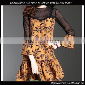 new ladies fashion dress 2017 design floral print dress