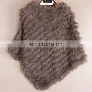 Rabbit fur weaven shawl high quality hand made genuine fur cloak fashion