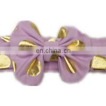 Gold Bows Headband With Polka Dot Topknot For Kids Wide Twisted Headwrap Baby Girl Gift