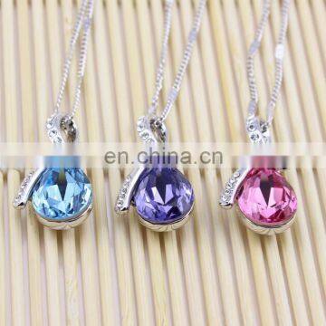 925 Silver Dream Water Droplet Austrian Crystal Pendant Necklace Silver Jewerly