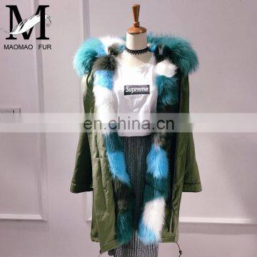 2016 Hot Style Made in China Real Fox Fur Lined Long Women Winter Parka