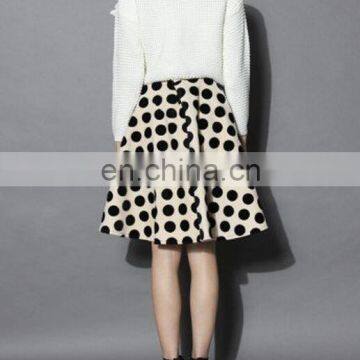 Polka Dots Velvet A-line Midi Skirt