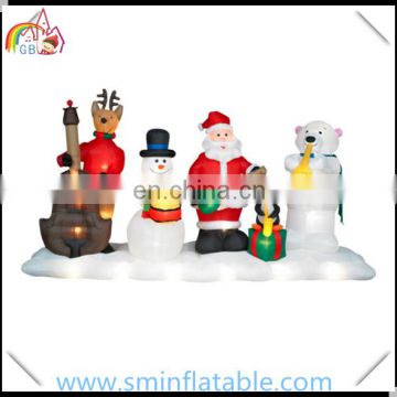 Christmas inflatable santa band inflatable musical lighting show with snowman reindeer penguin bear for yard decoration