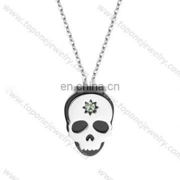 2017 newest halloween gift stainless steel skull necklace with chain