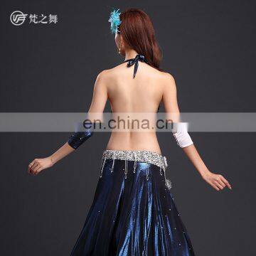 High-grade 5pcs Hot Stamping Ice Silk Bellydance Costume With Handmade Bell photo-5