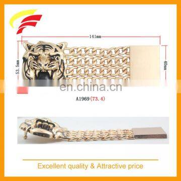 fashion zinc alloy tiger style belt buckle with enamel and chain