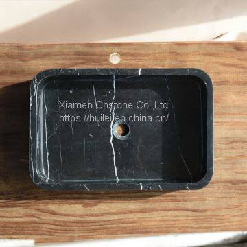 China Black Marble Sinks,Black Marqunia Marble Round Sinks, Marble Basins