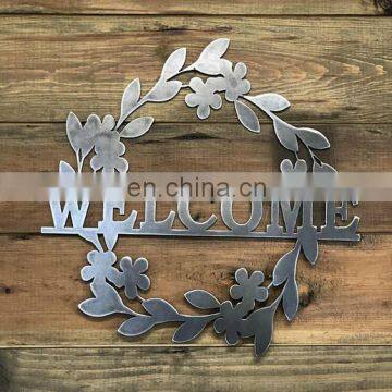 Vintage small metal decorative hanging welcome metal word signs