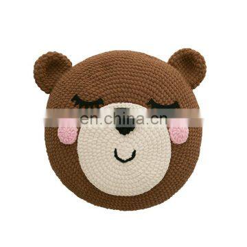 Yarncrafts Cartoon Creatures Chenille Throw Pillow Handmade Knit and Crocheted Decorative photo-5