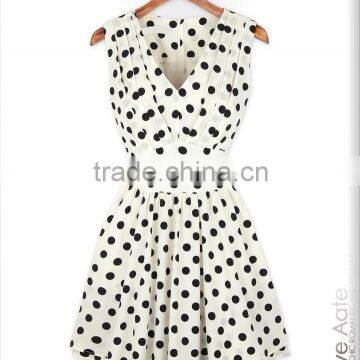 SUMMER HOT SALES SLIM EVENING DRESS DOT STAMP SLEEVELESS CHIFFON PROM PARTY COCKTAIL photo-2