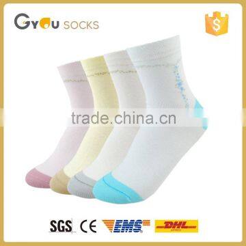 2016 white lady solid cotton socks with jacquard wholesale