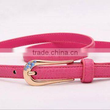 Fashion woman PU waist belt with stone attached buckle