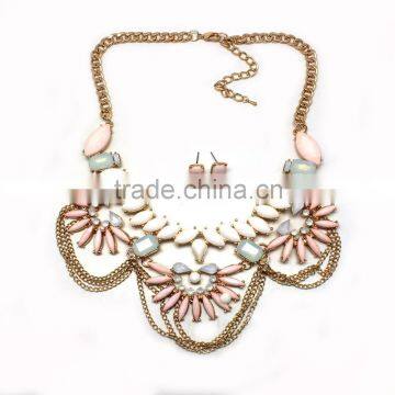 Fashion Necklace And Earring Set 2015 Acrylic Stones Casting Charms And Chains Choker Necklace New Gold Jewelry photo-3