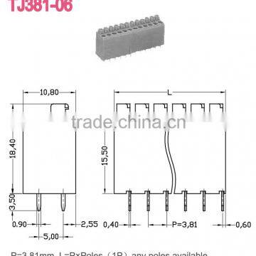 Gray PCB Spring Connectors vs Spring Terminal Block Screwless Terminal TJ381-06 photo-2