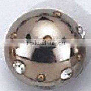 Exquisite beads shiny silver button with right rhinestone