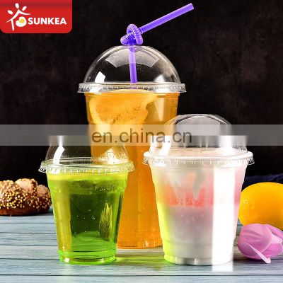 Custom printed clear transparent disposable PP PET plastic cup with lid