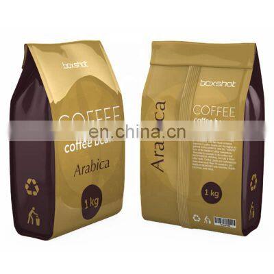 Free Sample Flat Bottom Packaging Recyclable Storage Coffee Bags 250G Black Coffee Bag With Valve