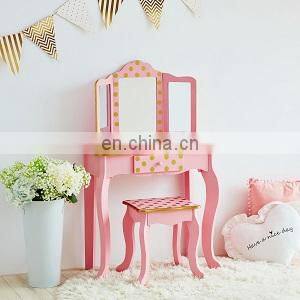 Kid Wooden Vanity Set With Tri-Fold Mirror and Chair photo-4